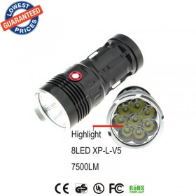 AloneFire super bright torch 7500lumens XP-L V5R8-8 led light waterproof flashlight