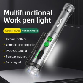 Alonefire P34 COB Work Light LED Magnetic Flashlight Type-c Rechargeable Clip Pocket Torhc Camping Work Car Repair Emergency Lamps