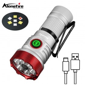 Alonefire X78 7Led Magnetic Flashlight Multifunctional Strong Light With 11 Lighting Modes Rechargeable Torch Hiking Lamp With 365nm UV Flashlight