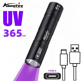 Alonefire SV98 365nm UV LED Mini Flashlight High Quality USB Rechargeable Pocket Palm Small Ultraviolet Check Light