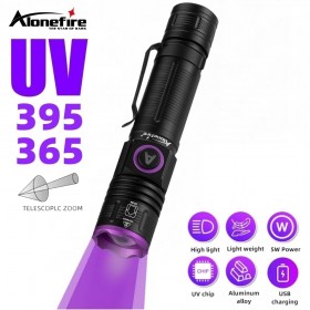 Alonefire SV85 Zoom 365nm UV LED Flashlight Invisible Ink Marker Resin Nail polish Curing Cat Tinea Pet Urine Stains Marker Leakage Ore Money Scorpion Fluorescent Detection Lamp