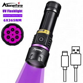 Alonefire SV115 60W UV Flashlight 365nm Ultraviolet Blacklight Torch Invisible Ink Scorpion Pet Urine Mineral Ore Money Fluorescence Detector