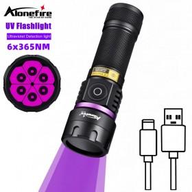 Alonefire SV116 60W 365nm UV Flashlight 6Lights Ultra Violet Black Light Ink Dryer Money Fluorescer Cat Dog Urine Tinea Ore Money Detector