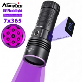 Alonefire SV117 7Lights 140W 365nm UV Flashlight Ultraviolet Blacklight Torch Ink Dryer Money Fluorescer Cat Dog Urine Tinea Detector Purple Light