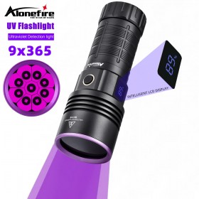 Alonefire SV119 180W High Power 365nm Ultraviolet UV Flashlight 9-Core Black Mirror Purple Light Wood's UV Pet Urine Tinea Ore Ink Dryer Fluorescer Detector