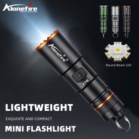 Alonefire X76 Mini Flashlight Rechargeable EDC Torch Waterproof Hiking Camping Portable Flashlights Torch Hiking Self Defense