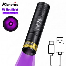 Alonefire SV110 Rechargeable 365nm UV Flashlight Ultraviolet Blacklight for Pet Cat Dog Stains Urine Detector Resin Curing