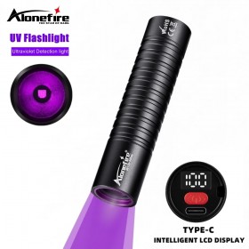 Alonefire SV125 365NM UV Flashlight Blacklight Type-C Rechargeable Ultravioleta Fluorescent Jade Money Detector Dog Cat Urine Pet Stains Detection Lamp