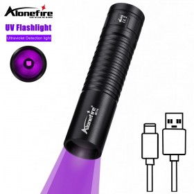 Alonefire SV114 Mini UV Flashlight 365nm Type-C Rechargeable Ultraviolet Blacklight Pet Urine Tinea Ore Ink Dryer Fluorescer Detector