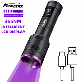 Alonefire SV131 20W 365nm Uv Flashlight Rechargeable Lcd Display Ultraviolet Blacklight Torch Ink Dryer Money Fluorescer Cat Dog Urine Tinea Detector Purple Light